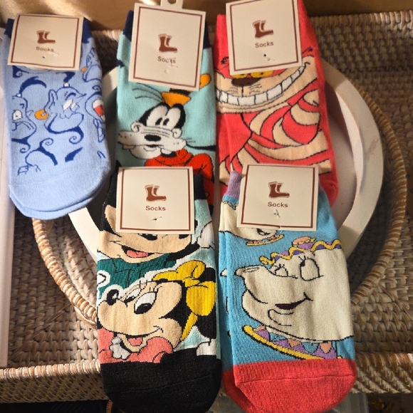 Other - 5 Colorful Disney Cartoon Character Socks Set. Adults 2 To 10